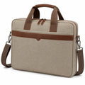 Laptoptasche 40 x 8 x 30 cm aus Textilgewebe in Beige Braun für Büro mit Schultergurt