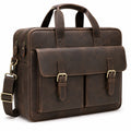 Aktentasche 40 cm aus braunem Leder im Vintage Stil mit Schultergurt