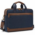 Laptoptasche 42 x 8 x 32 cm Textil Kunstleder Blau Braun für Büro mit Schultergurt