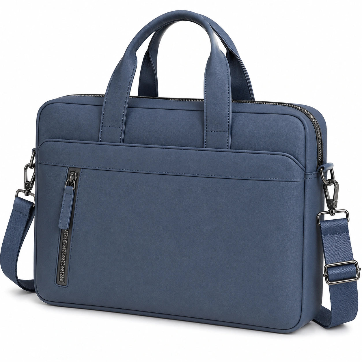 Laptoptasche 40 x 8 x 30 cm Kunstleder Blau mit Tragegriffen und Schultergurt