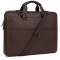 Laptoptasche 40 cm aus Kunstleder Braun mit Schultergurt und Reißverschluss