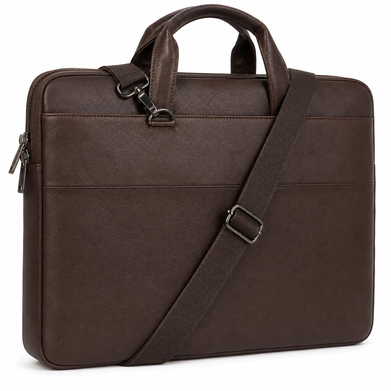 Laptoptasche 40 cm aus Kunstleder Braun mit Schultergurt und Reißverschluss