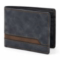 Herren Geldbörse 12 x 9.5 cm aus Leder in Dunkelblau Braun - zweifach faltbar