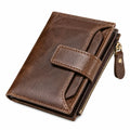 Geldbörse 12 x 9 x 3 cm aus Leder Braun mit Reißverschluss und Kartenfächern