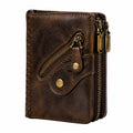 Geldbörse 12 x 3 x 19 cm in Dunkelbraun aus Kunstleder mit Reißverschlüssen im Vintage-Stil