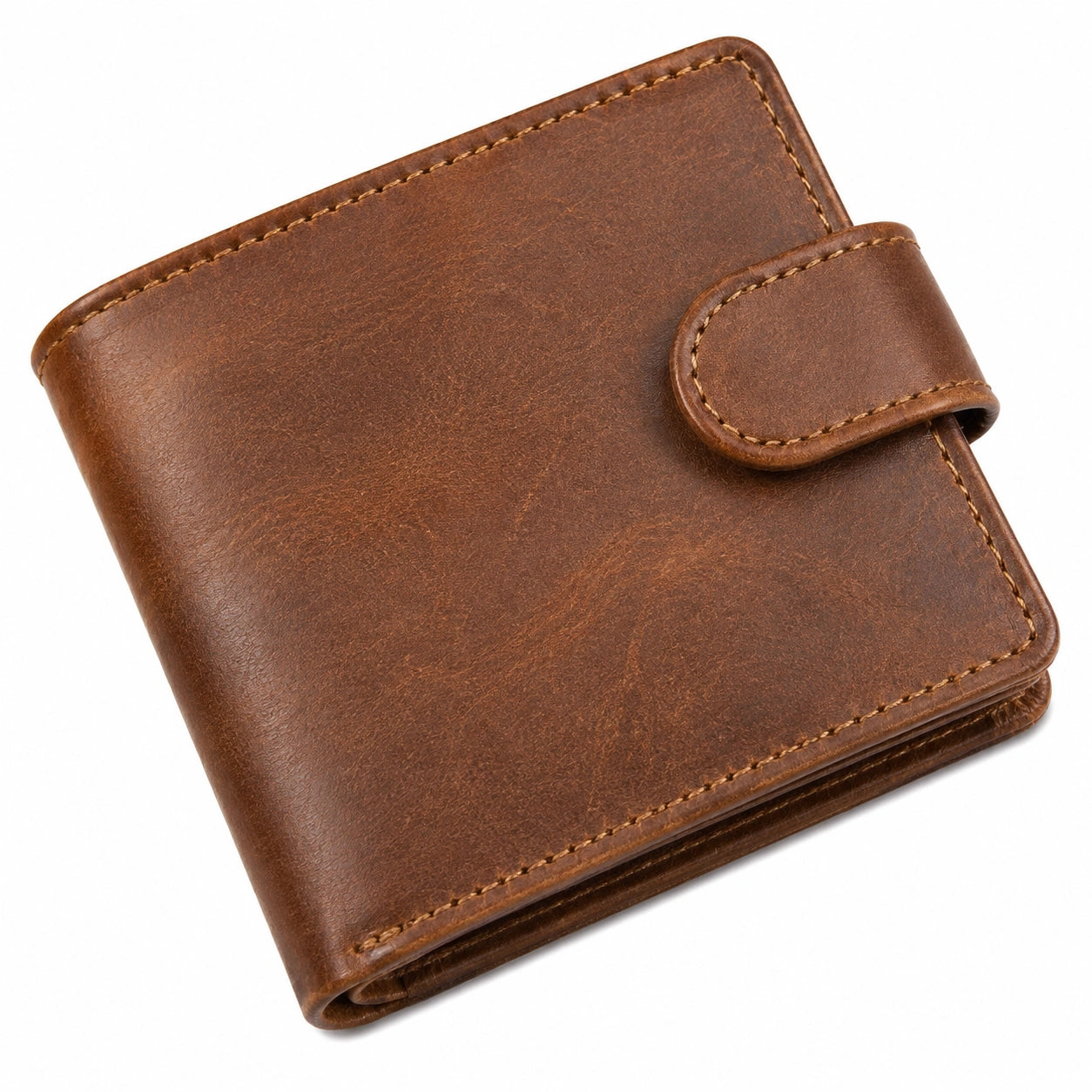 Geldbörse 12 x 10 x 2 cm braun in Lederoptik mit Druckknopfverschluss