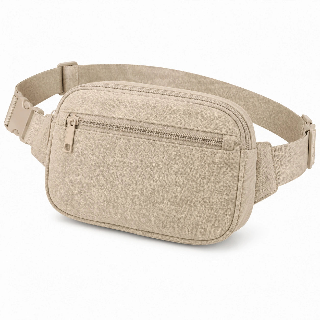 Hüfttasche 24 x 6 x 14 cm aus Textilgewebe Beige mit Reißverschluss für Alltag und Reisen