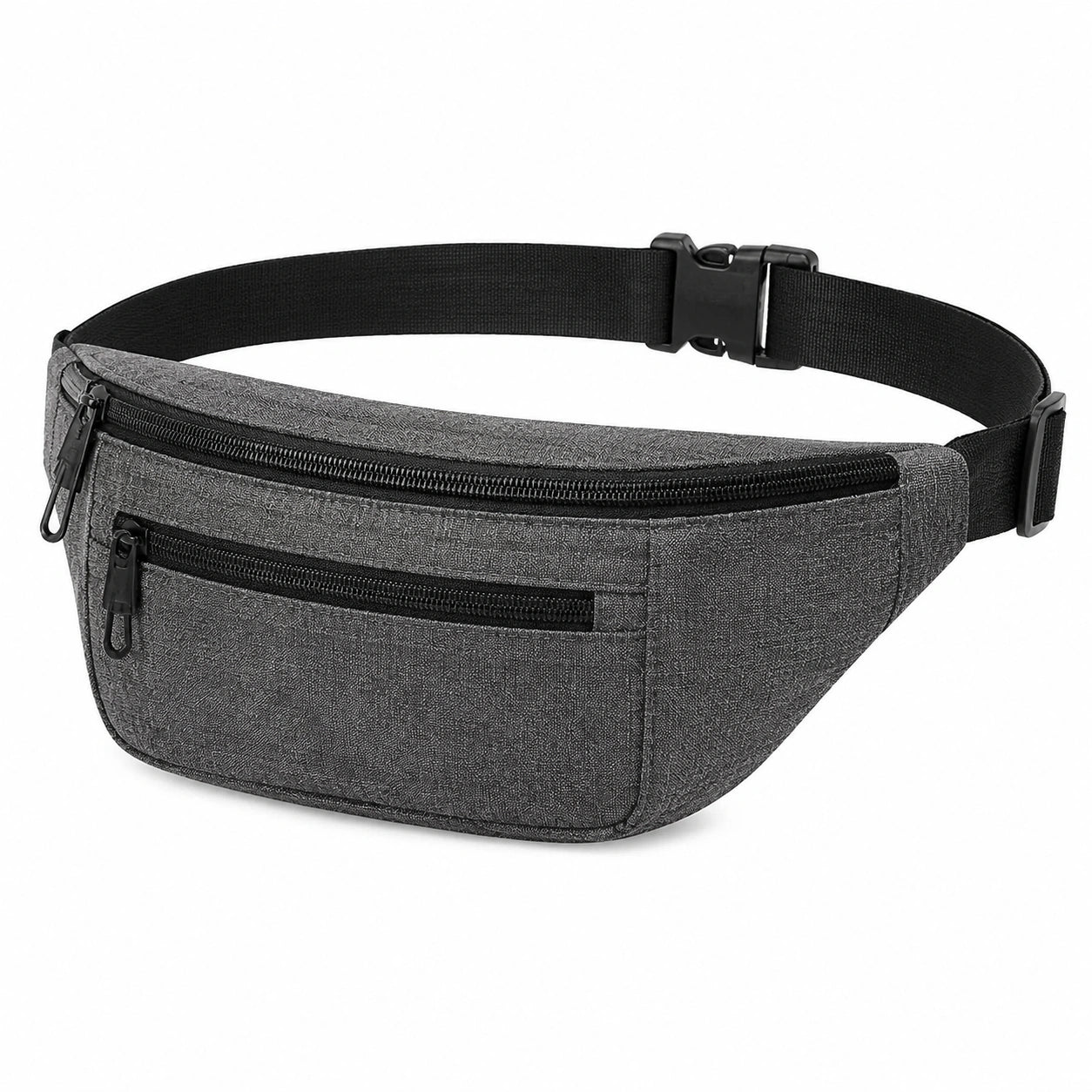 Gürteltasche 32 x 14 x 7 cm aus Textilgewebe Grau mit verstellbarem Gurt und Reißverschlussfächern