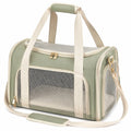 Haustier-Transporttasche 45 x 28 x 30 cm Textil Salbeigrün mit Netzfenstern und Schultergurt