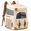 Haustier-Transportrucksack 42 x 30 x 43 cm Textil Beige mit Netzeinsätzen