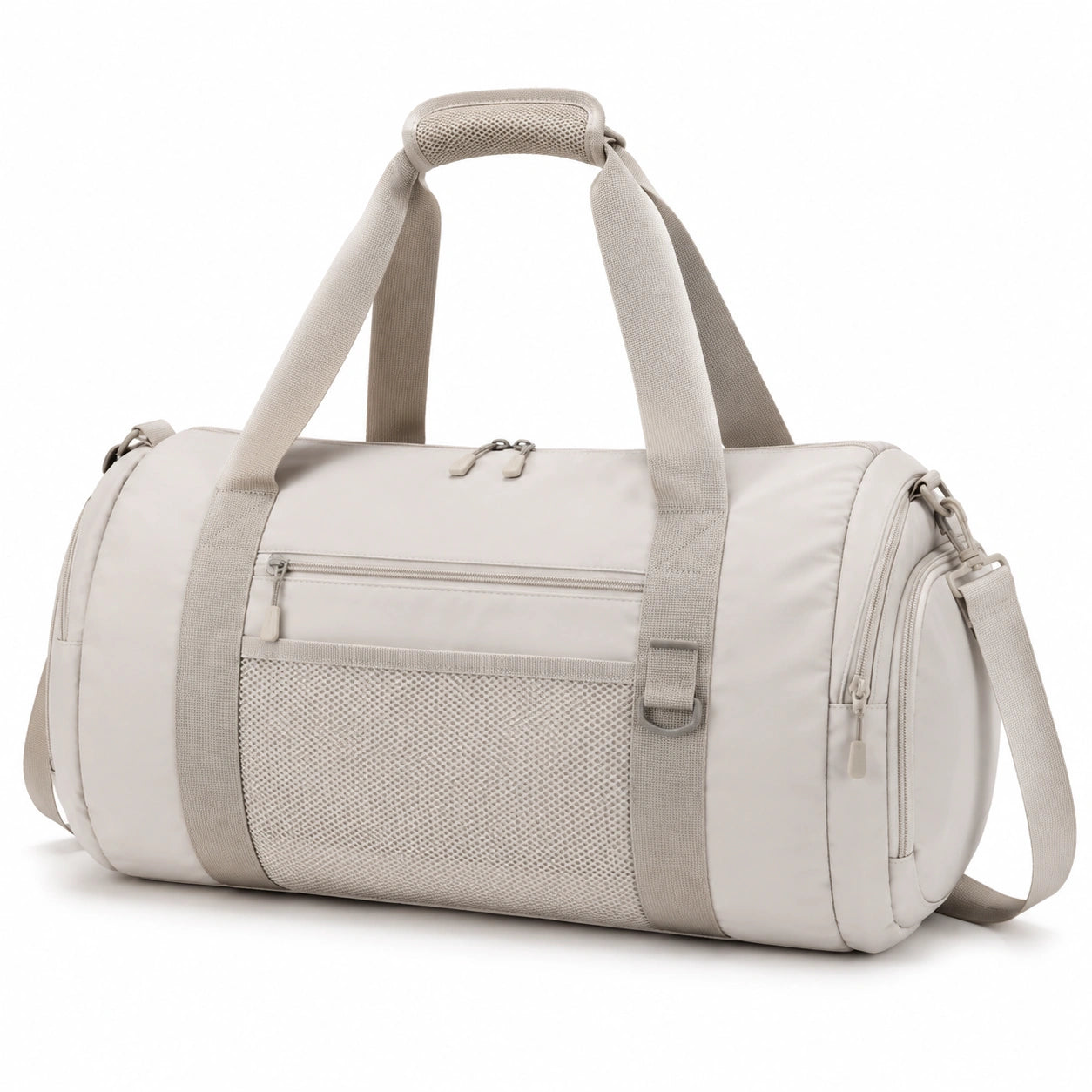 Sporttasche 50 cm Beige aus Kunstfaser mit Schultergurt und Fächern