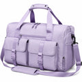 Reisetasche 45 x 25 x 28 cm aus Polyester in Flieder mit Schultergurt und Außentaschen