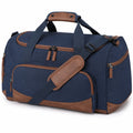 Reisetasche 55 x 28 x 30 cm aus Textilgewebe in Dunkelblau Braun mit Schultergurt