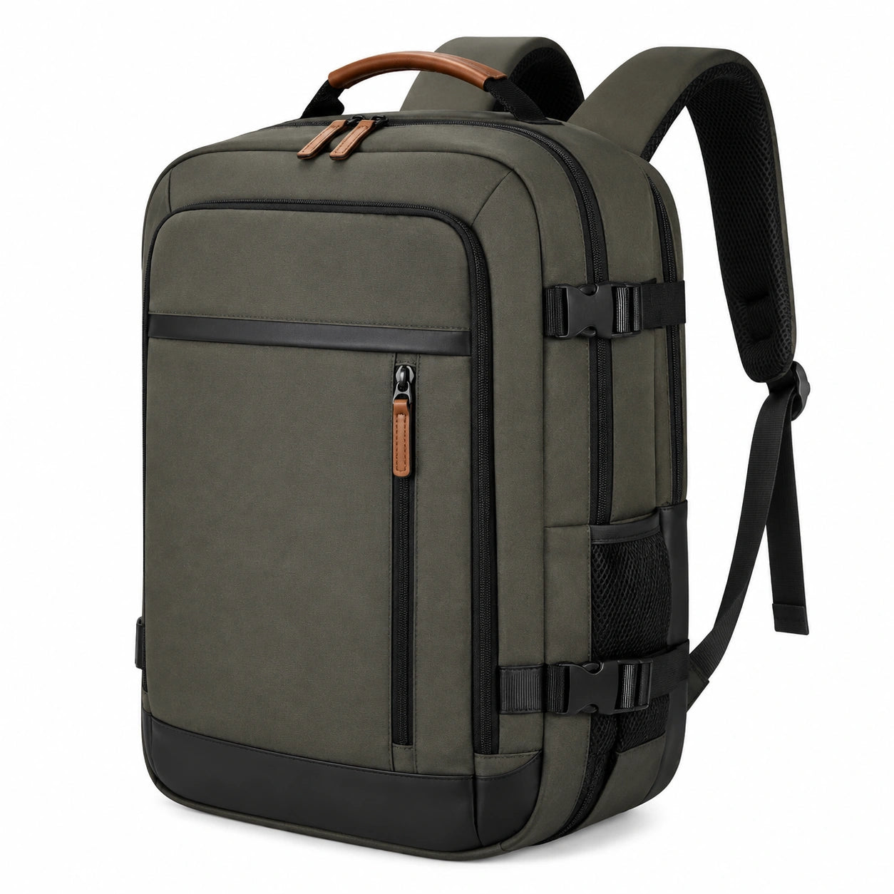 Rucksack 30 x 18 x 45 cm aus Textilgewebe olivgrün mit Reißverschluss für Reisen