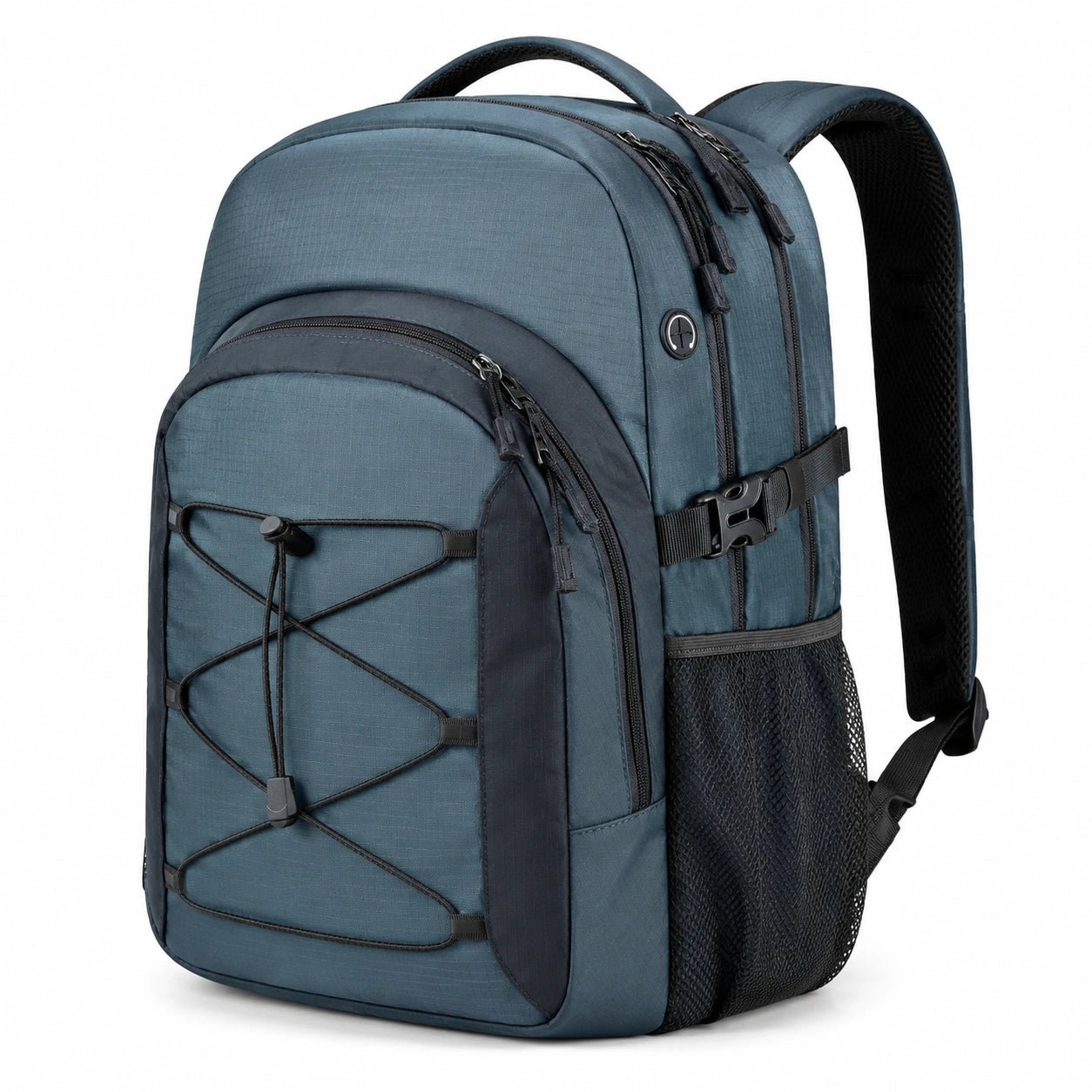 Rucksack 30 x 18 x 48 cm aus Textil Blau Schwarz für Alltag und Reisen mit mehreren Fächern