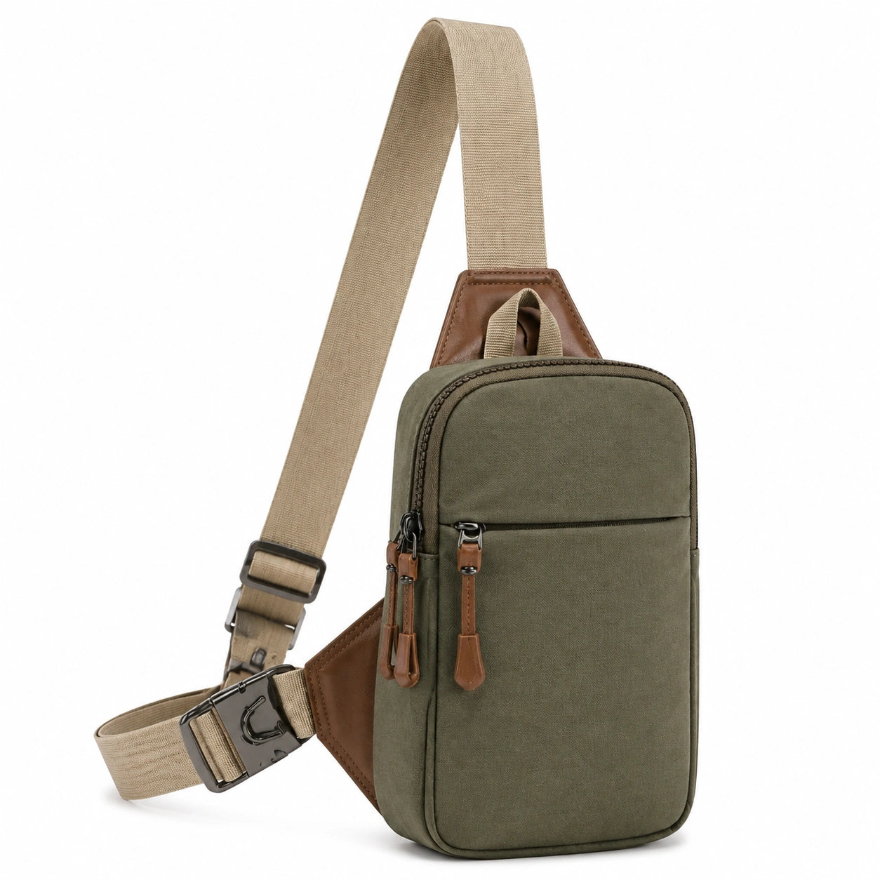 Crossbody-Tasche 18 x 8 x 30 cm aus Textil Olivgrün mit verstellbarem Schultergurt